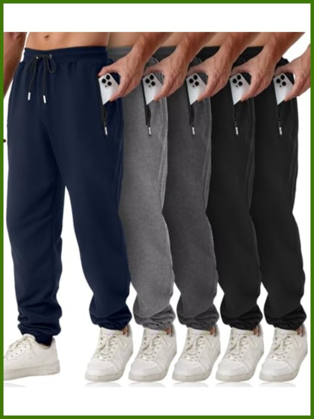 Men's 5 Pack Sweatpants Zipper Pockets Slim Fit Joggers